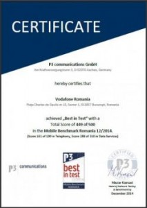Vodafone, certificată pentru cel mai bun punctaj al serviciilor de date și telefonie mobilă din România