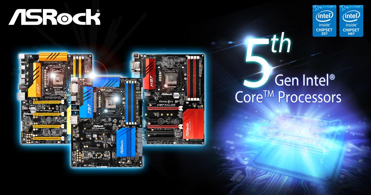 Plăcile de bază ASRock pe chipset Z97 și H97 sunt gata să suporte procesoarele Intel din generația 5
