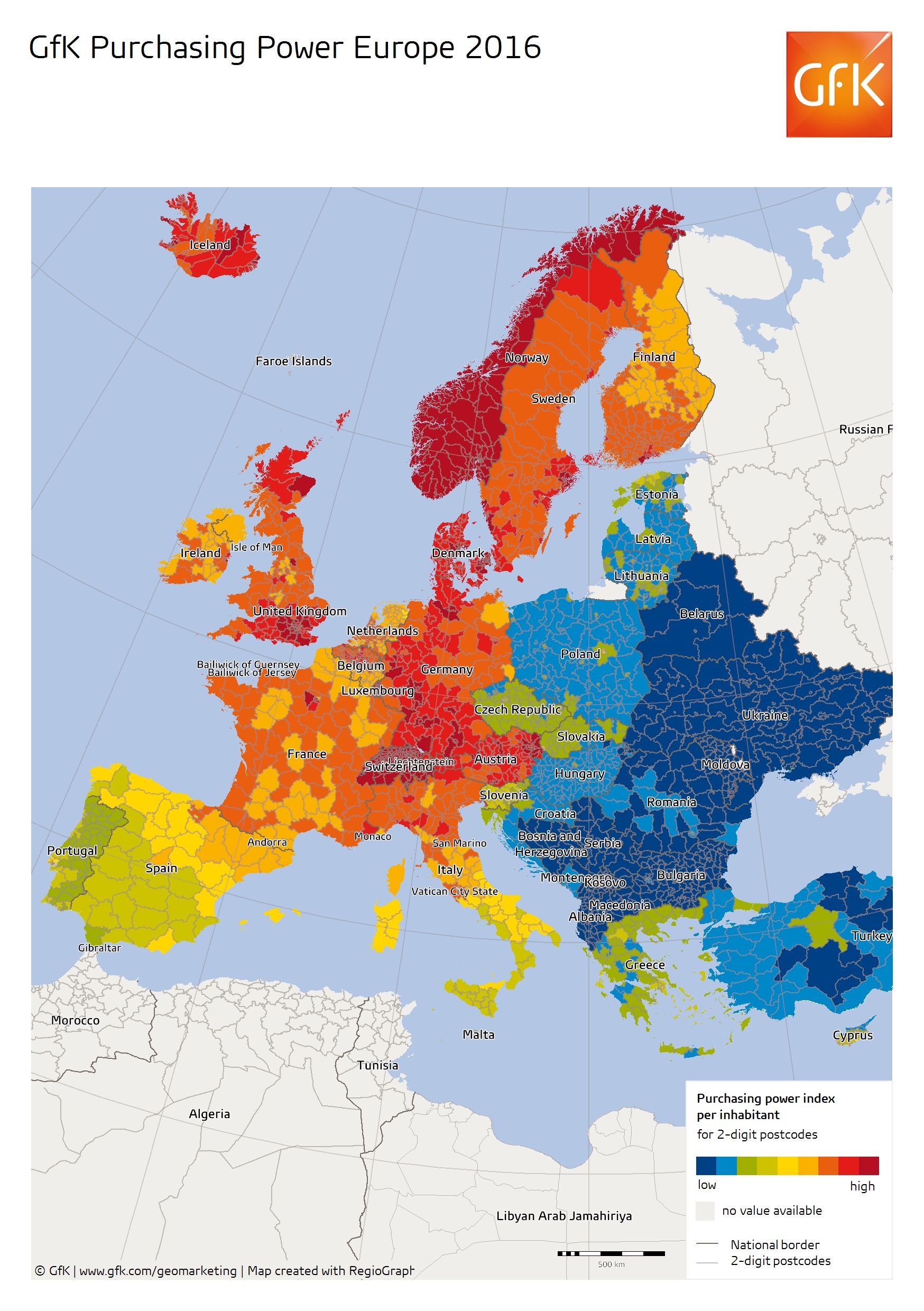 Puterea de cumpărare în 42 de țări europene