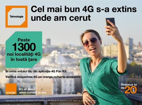 Orange extinde acoperirea 4G în urma votului clienților din aplicația Orange 4G Fun Kit