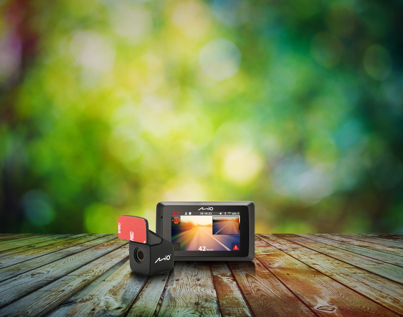 bright background, autumn bokeh and wooden floor