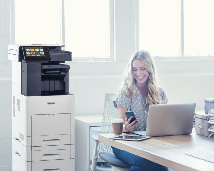 Attractive woman working on a laptop computer.