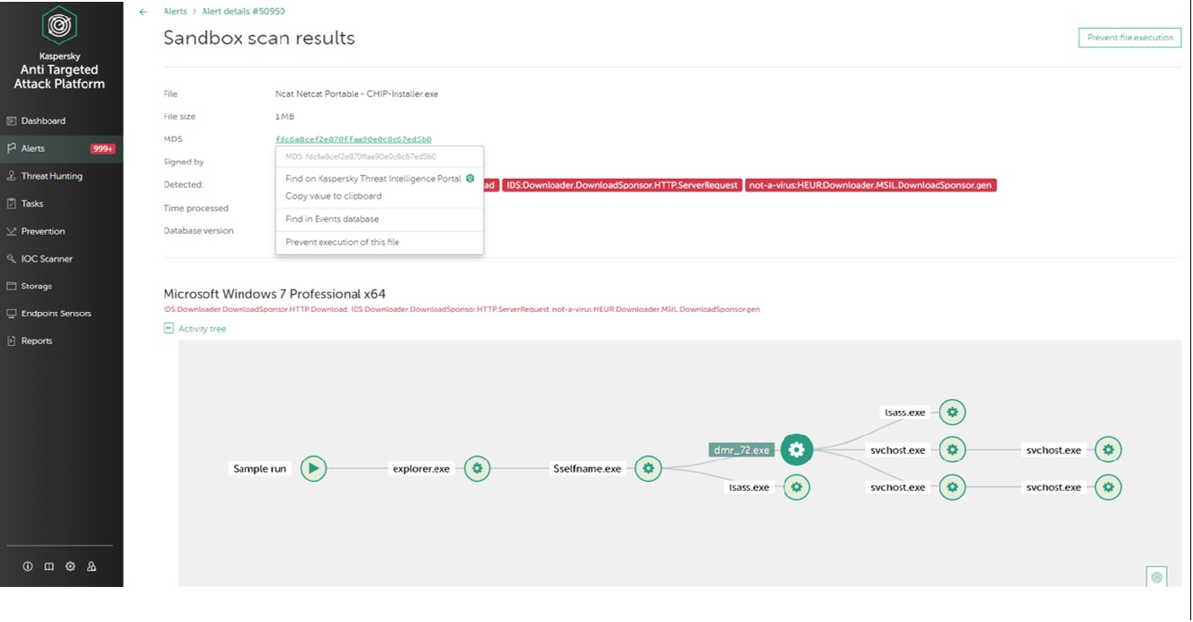 Kaspersky EDR Screenshot_ Sandbox Scan result