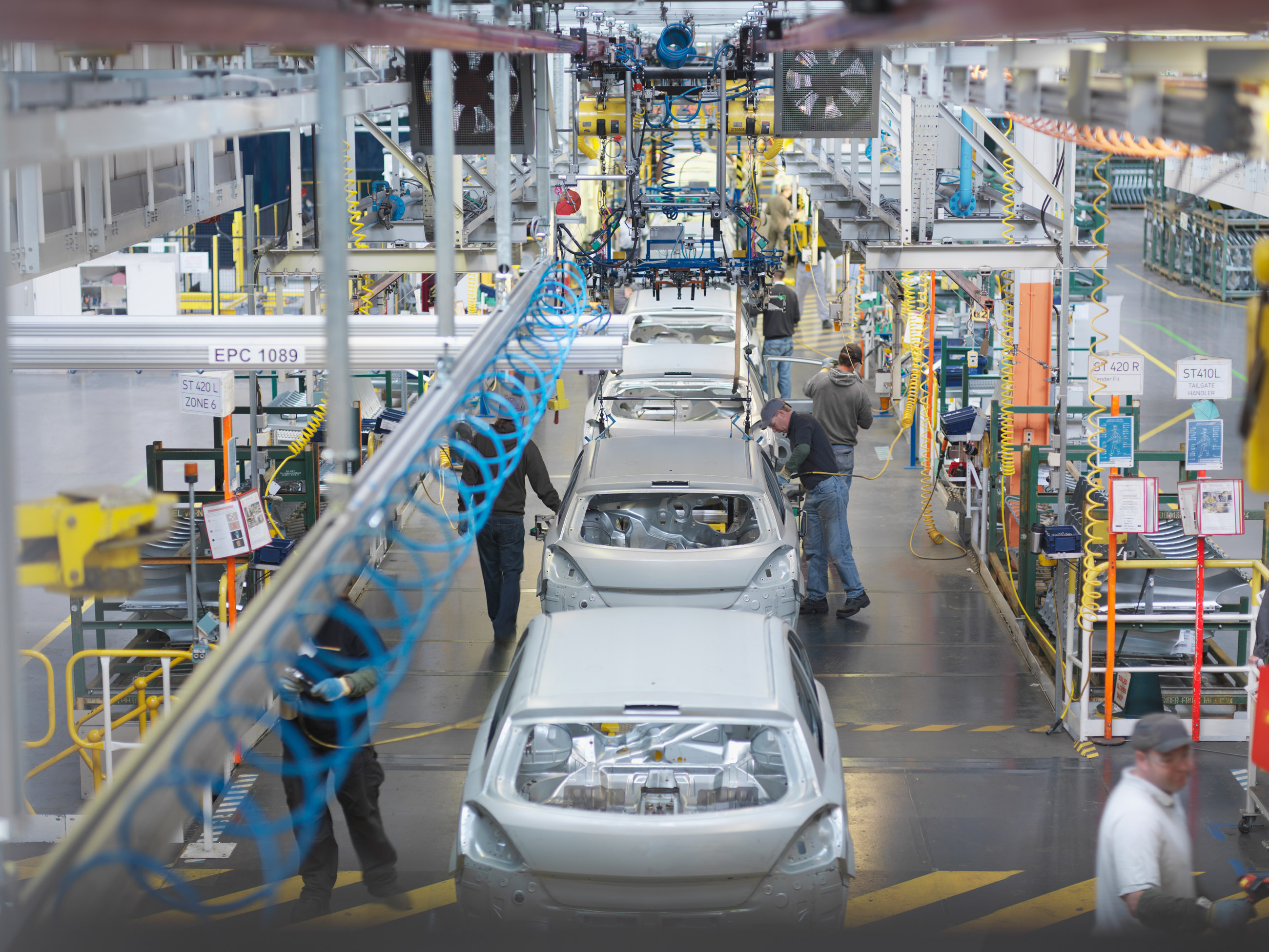 Car Plant Production Line From Above