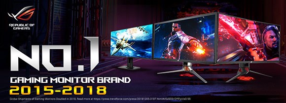 ASUS Republic of Gamers este lider mondial pe segmentul monitoarelor de gaming în 2018