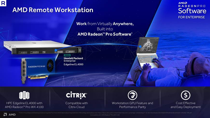 AMD Remote Workstation acum valabil pe workstation-ul HPE Edgeline EL4000 Engineering cu Radeon Pro WX 4100