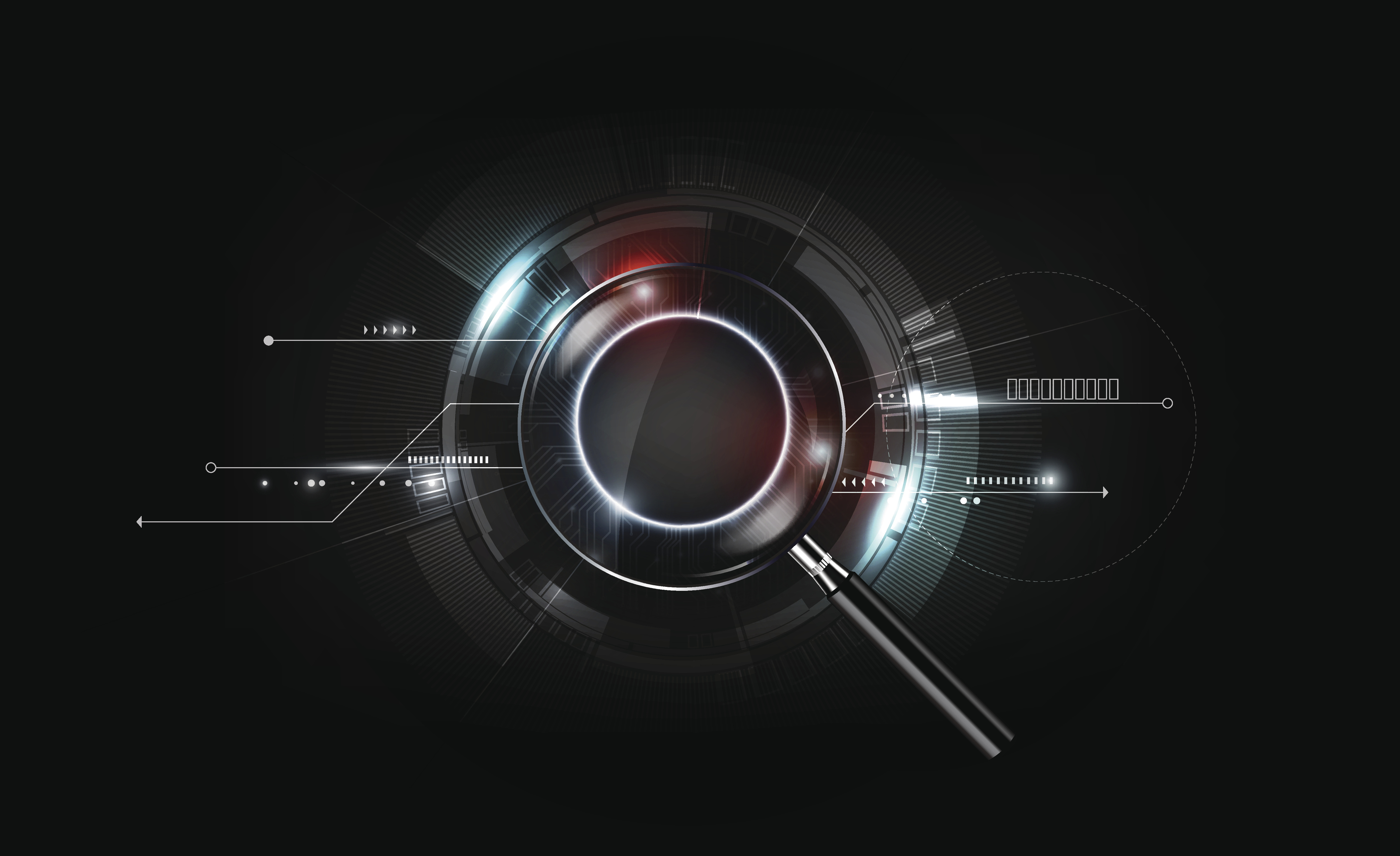 magnifying glass, scan search concept, futuristic technology background, transparent vector