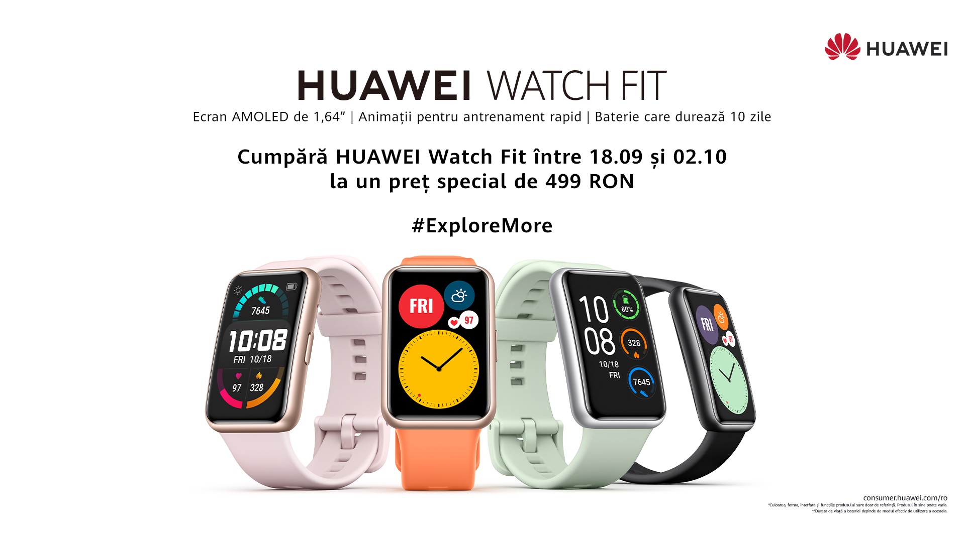 HUAWEI WATCH FIT – cel mai recent smartwatch de fitness, disponibil pe piața din România