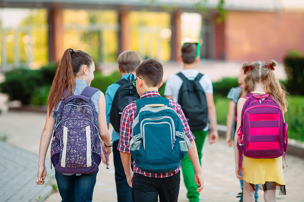 Group of kids going to school together