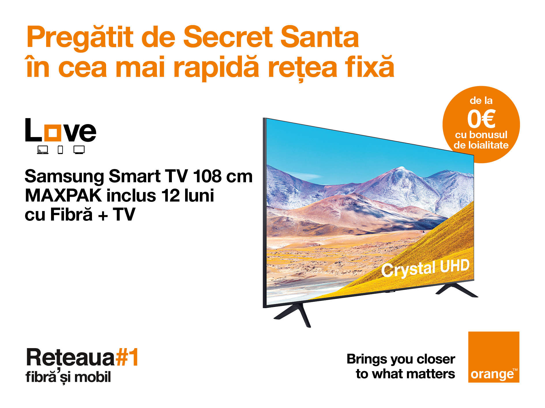 Cu pachetele fix-mobil, clienții Orange se bucură de Smart TV de la 0 € și 12 luni de cea mai bună colecție de filme