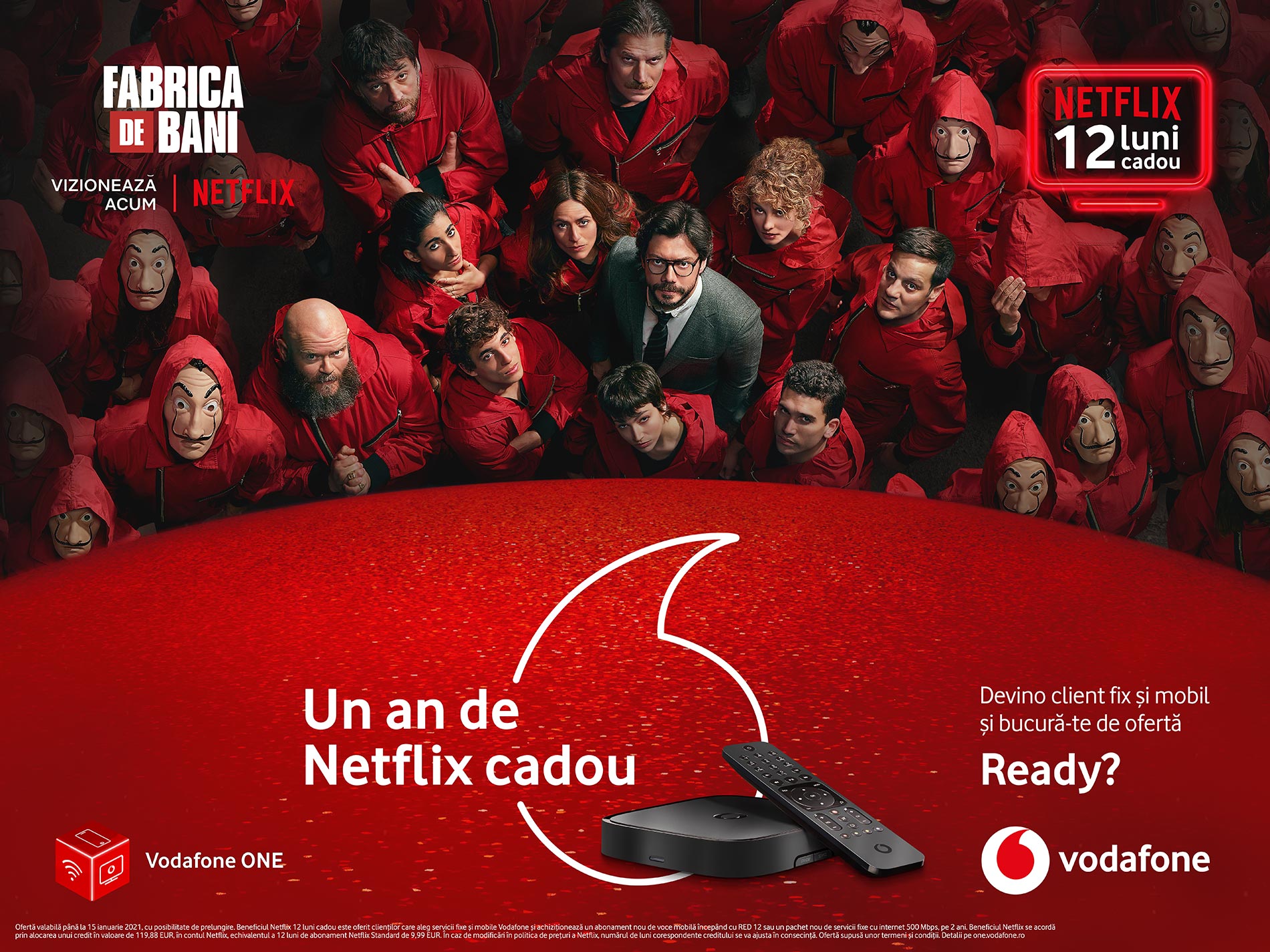 Oferta Vodafone ONE de Crăciun include 12 luni de Netflix cadou