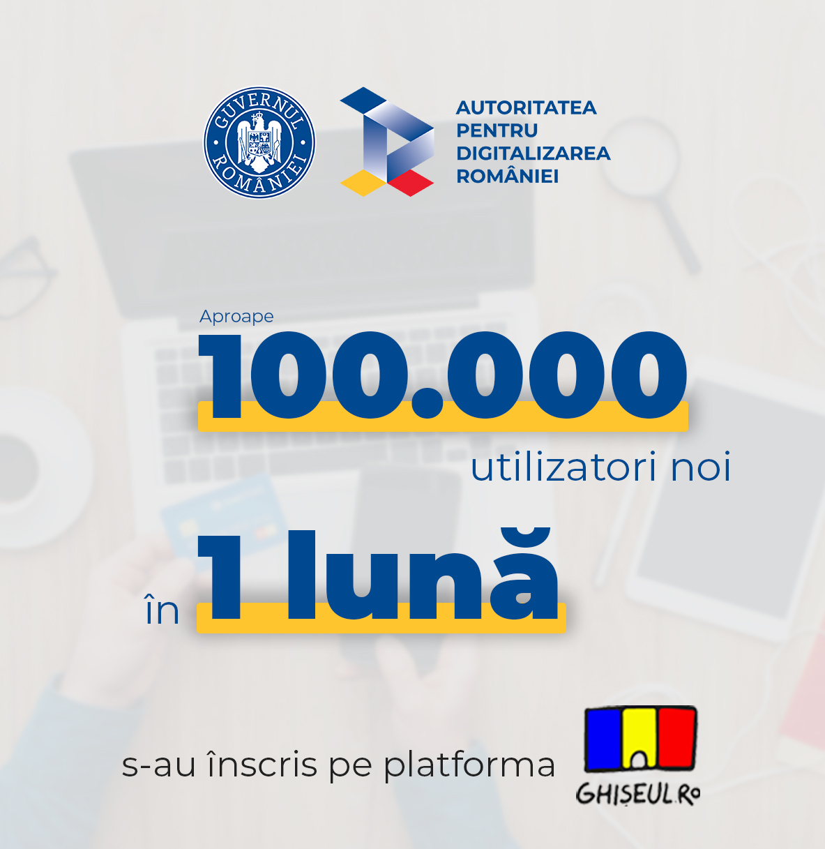 Câți utilizatori noi s-au înscris în luna ianuarie pe platforma Ghișeul.ro