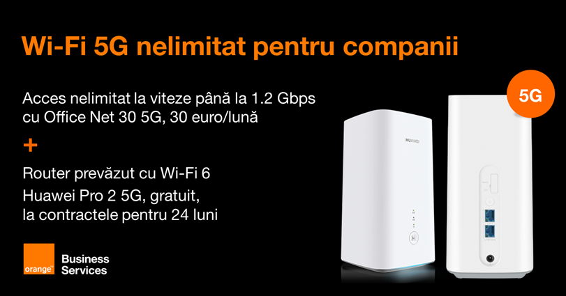 Orange Business Services lansează primul abonament 5G cu router inclus ce permite conexiuni Wi-Fi la viteze 5G pentru companii