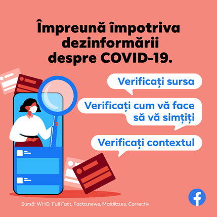 Facebook lansează campania „Împreună împotriva dezinformării despre Covid-19”