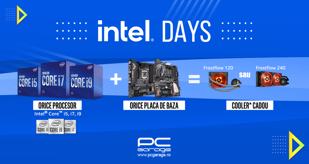 PC Garage te echipează gratuit cu un cooler pe apă cadou la achiziția unui procesor Intel® Core™ și a unei plăci de bază