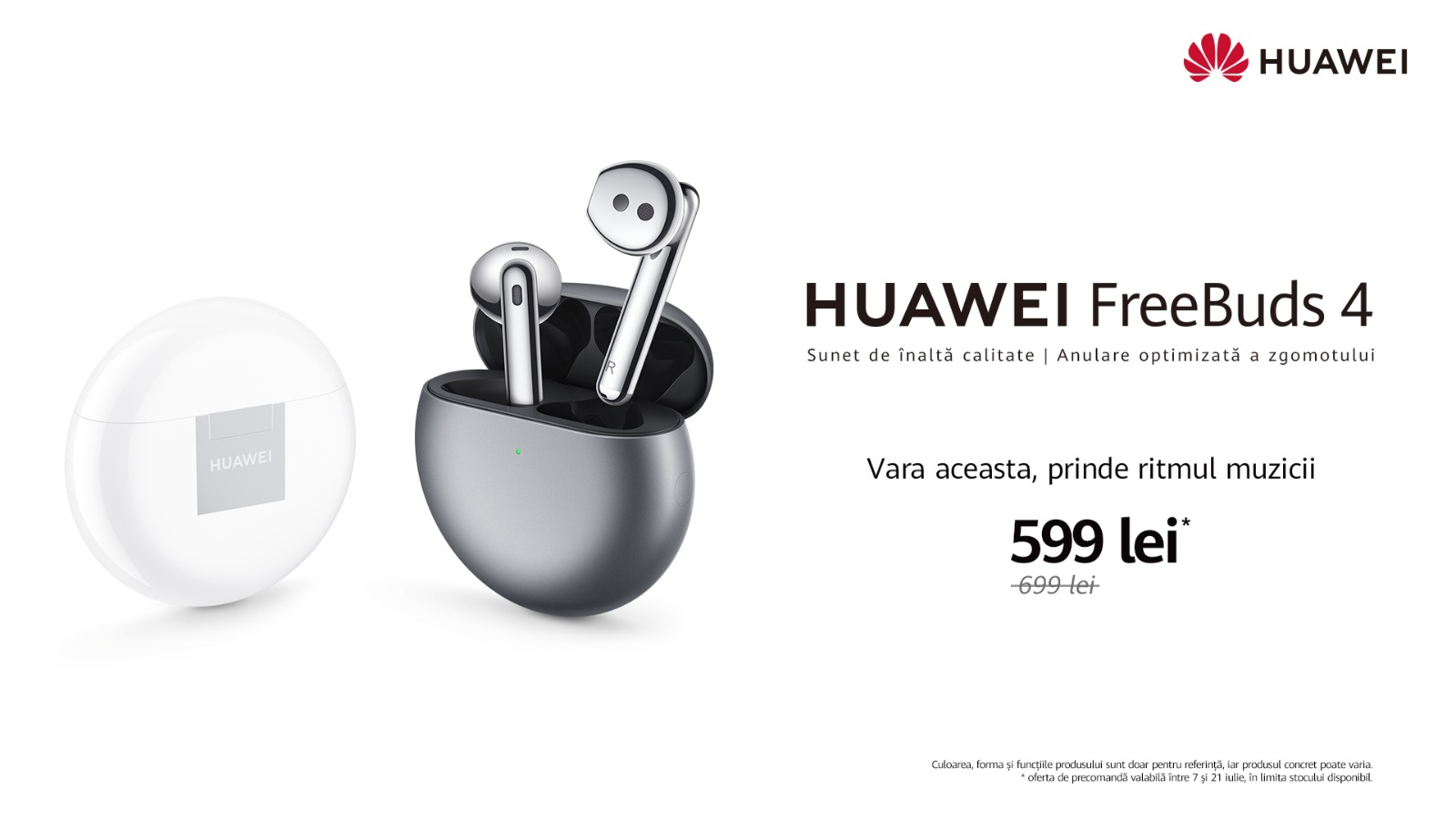 HUAWEI FreeBuds 4, primele căști True Wireless open-fit cu anulare activă a zgomotului