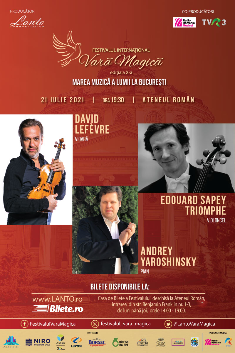 Recital David Lefèvre, concert maestrul Filarmonicii Monte Carlo la București în Festivalul Vara Magică