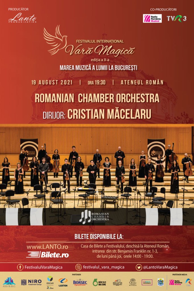 Festivalul Vara Magică 2021 se va încheia cu concertul Romanian Chamber Orchestra