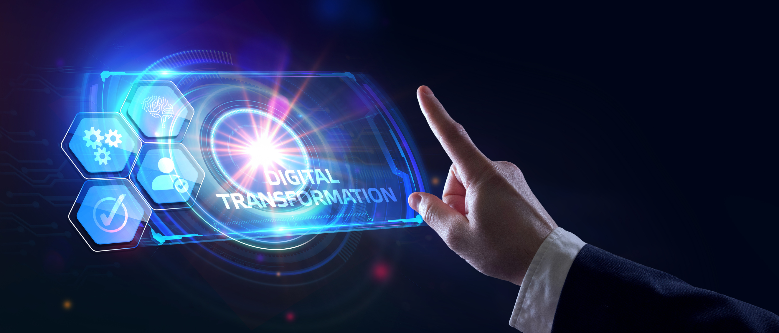 Concept of digitization of business processes and modern technology. Digital transformation.