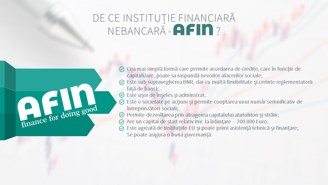 AFIN IFN SA – instituție financiară nebancară cu capital românesc, dedicată exclusiv sectorului de economie socială