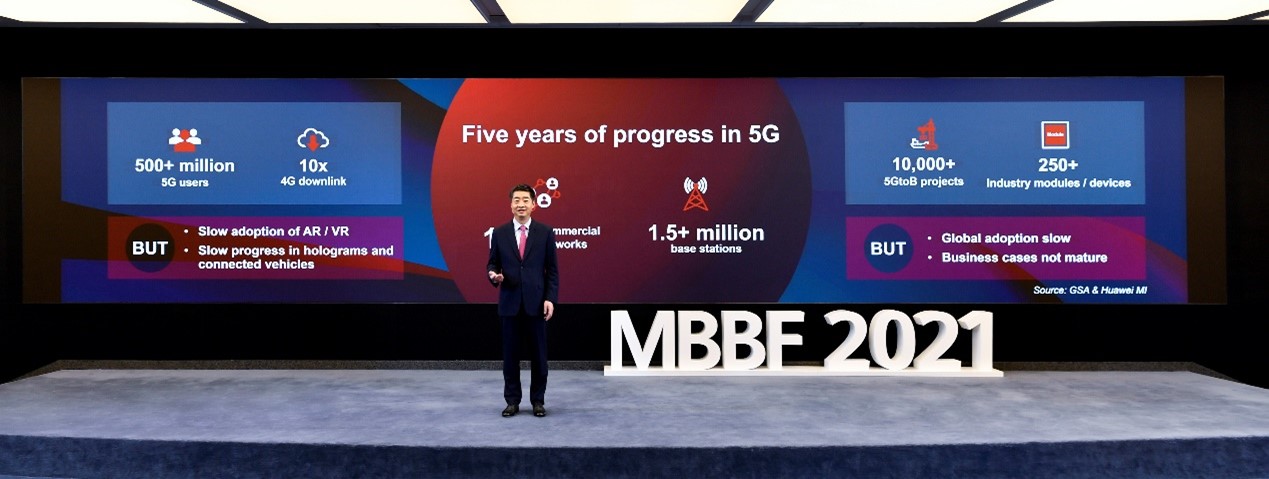 Ken Hu ține un discurs despre dezvoltarea 5G la MBBF 2021