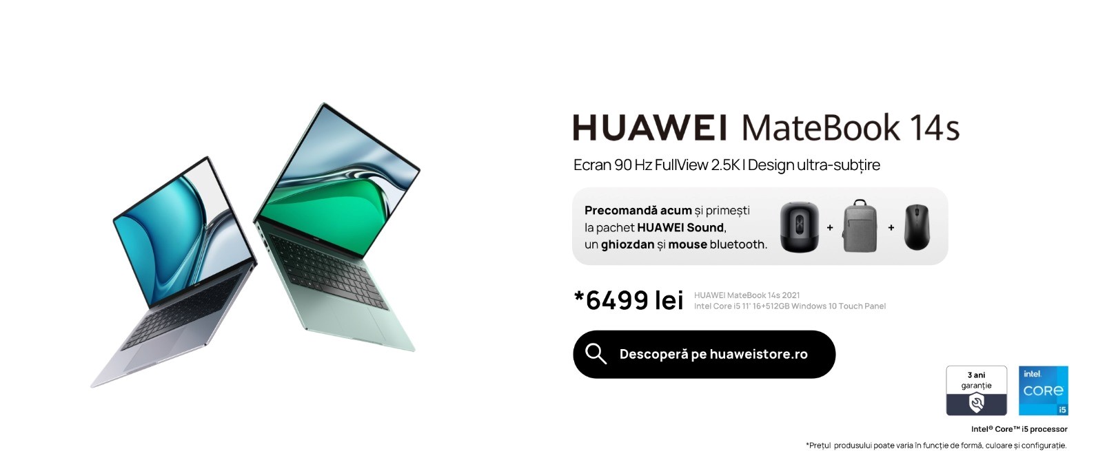 Noul HUAWEI MateBook 14s este disponibil în magazine în același pachet avantajos