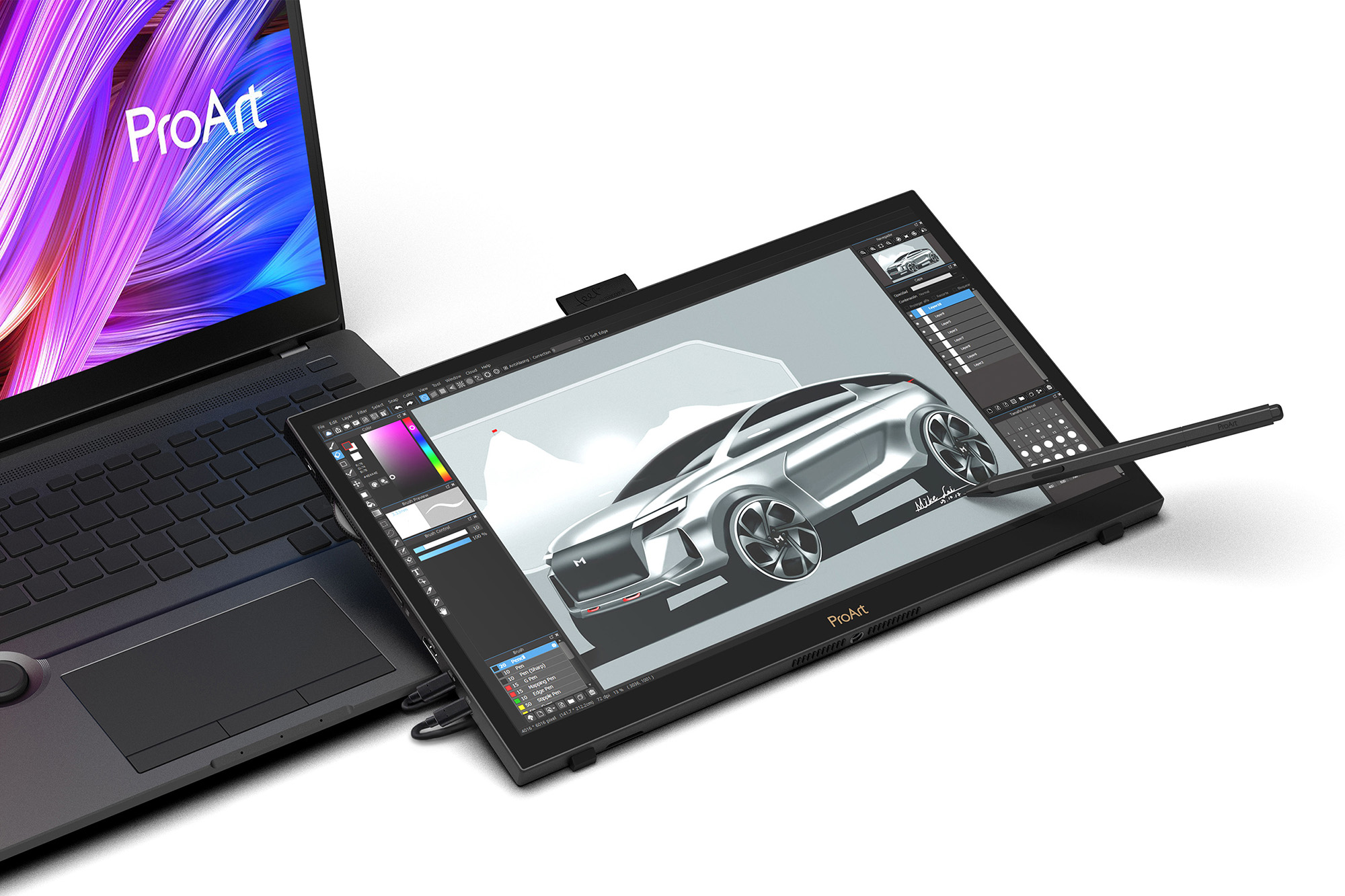 proart_display_pa169cdv_includes_wacom_emr_technology__with_laptop