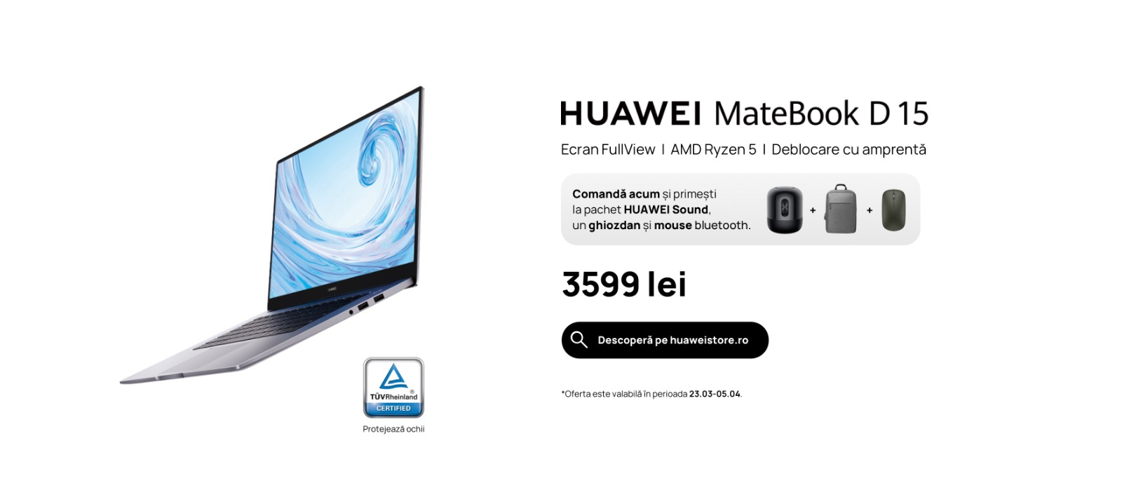 Huawei lansează HUAWEI MateBook D 15 Ultralight cu ecran FullView