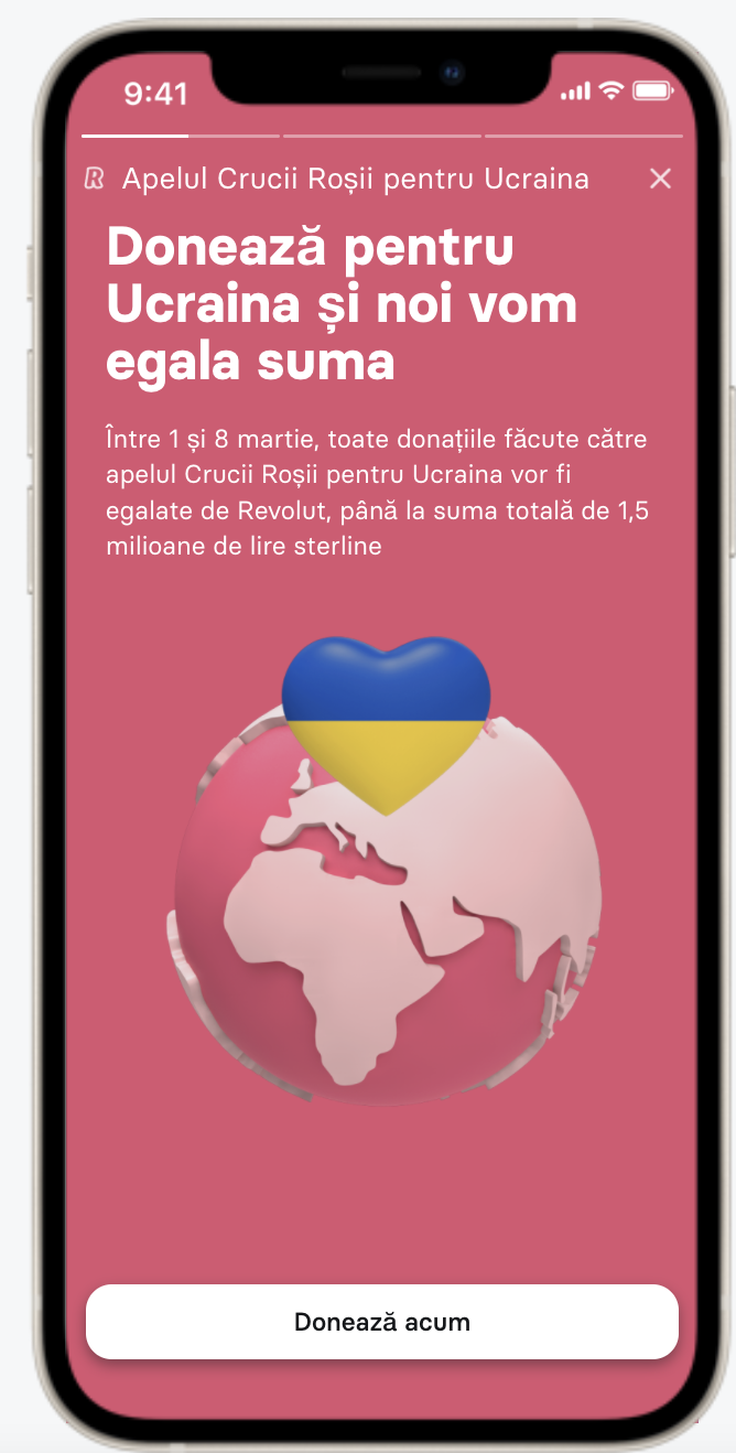 Revolut și utilizatorii săi au donat pentru Crucea Roșie,