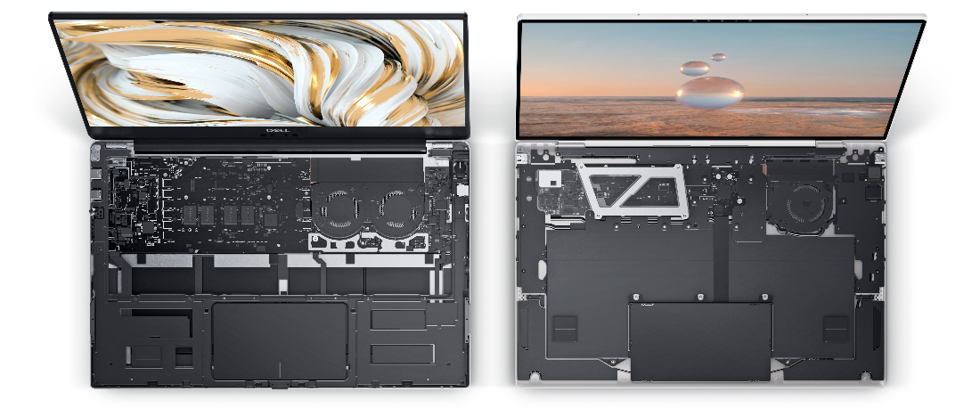 XPS 13 9305 (stânga) în comparație cu XPS 13 9315 (dreapta)