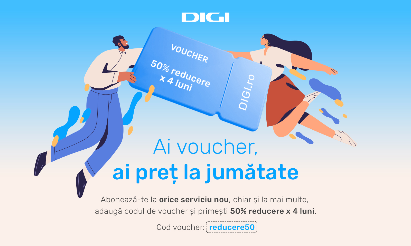 La DIGI, vacanța de vară aduce voucherul de 50% reducere la orice  serviciu nou contractat