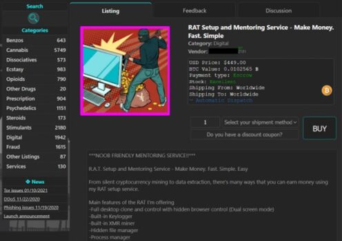 Malware mentoring service for sale