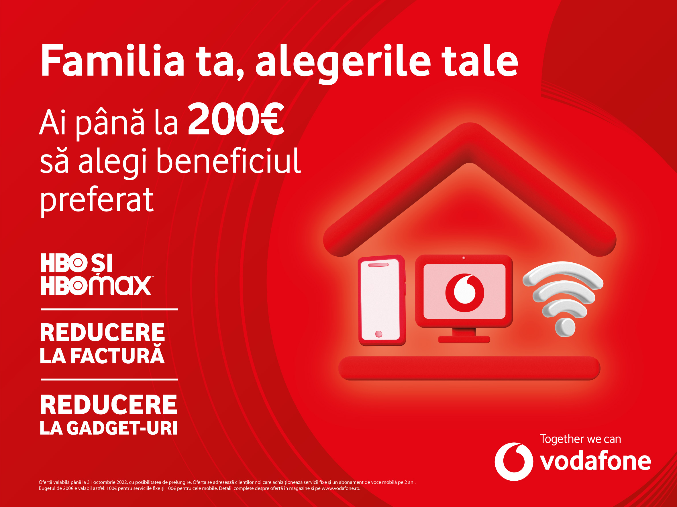 Vodafone vine cu oferte pentru fiecare familie și buget de 200 de euro pentru beneficii, la alegere