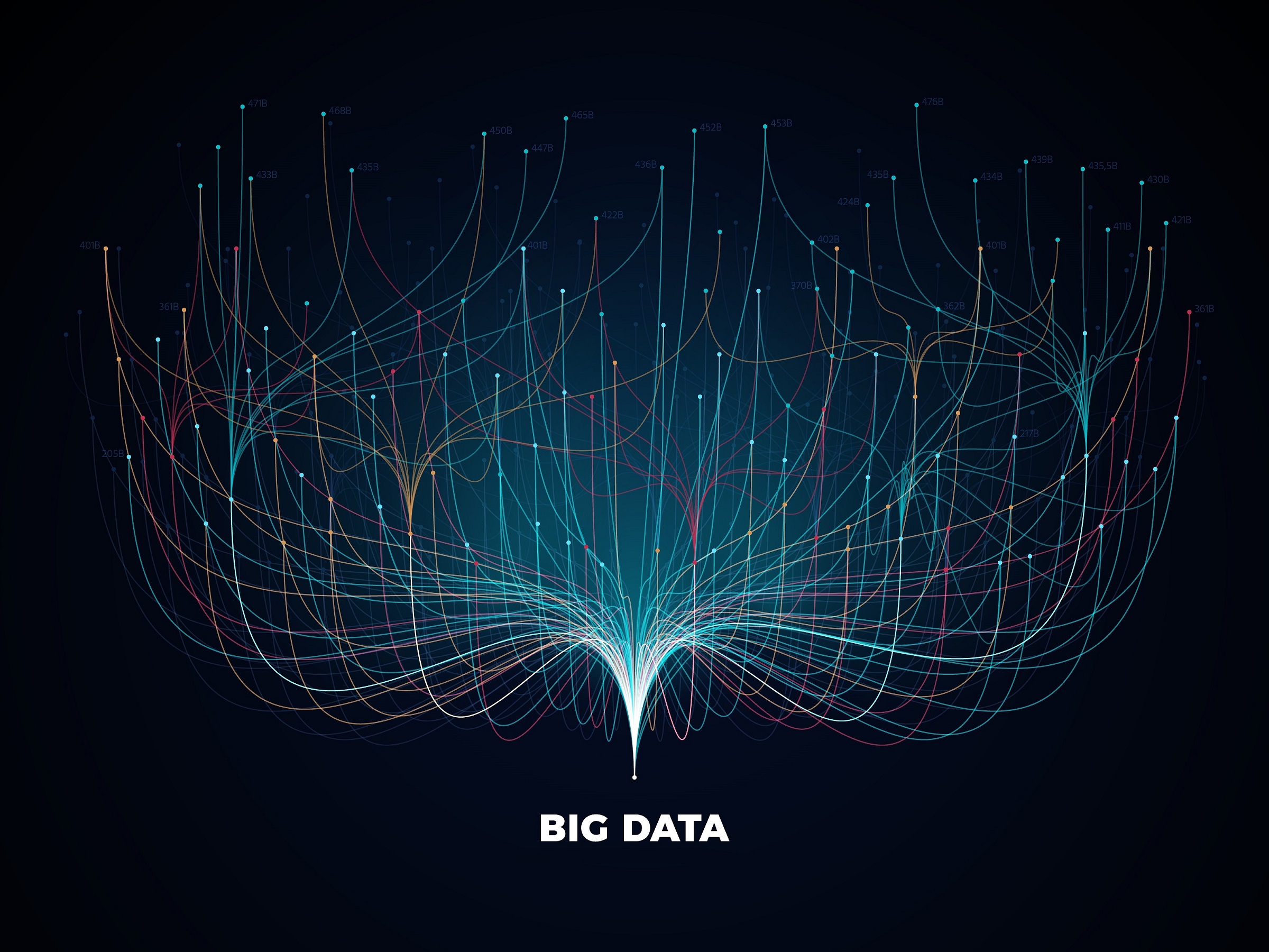 Big data network visualization concept. Digital music industry, abstract science vector background