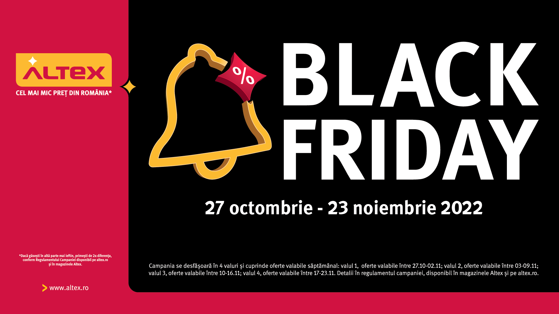Altex dă startul campaniei de Black Friday, în perioada 27 octombrie – 23 noiembrie!