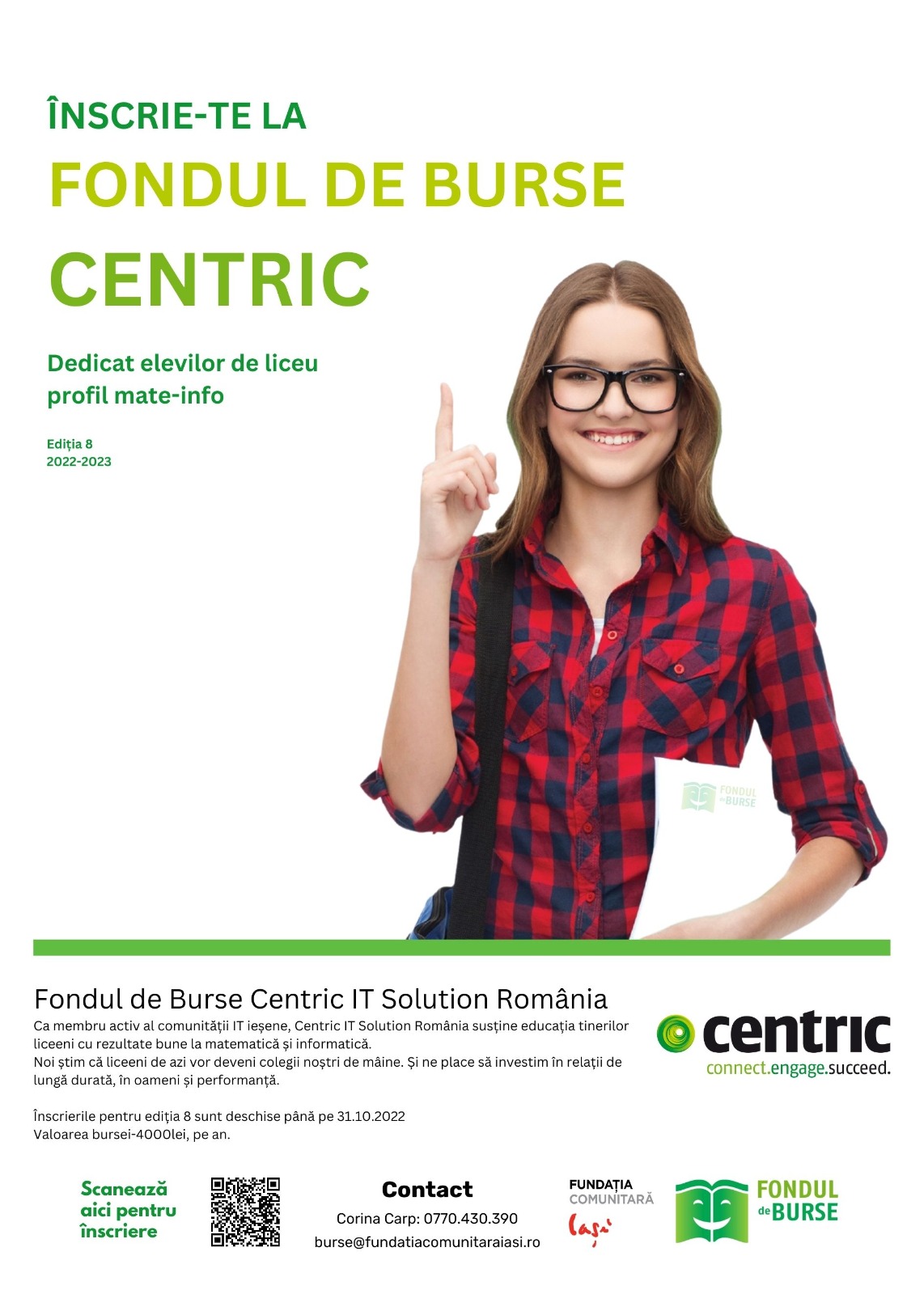 Centric IT Solutions România a acordat încă 15 burse elevilor ieșeni