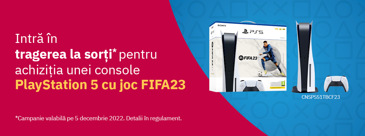 Stoc nou de PlayStation5 cu FIFA 23 la Altex. Retailerul dă startul unei tombole cu șanse egale pentru toți clienții