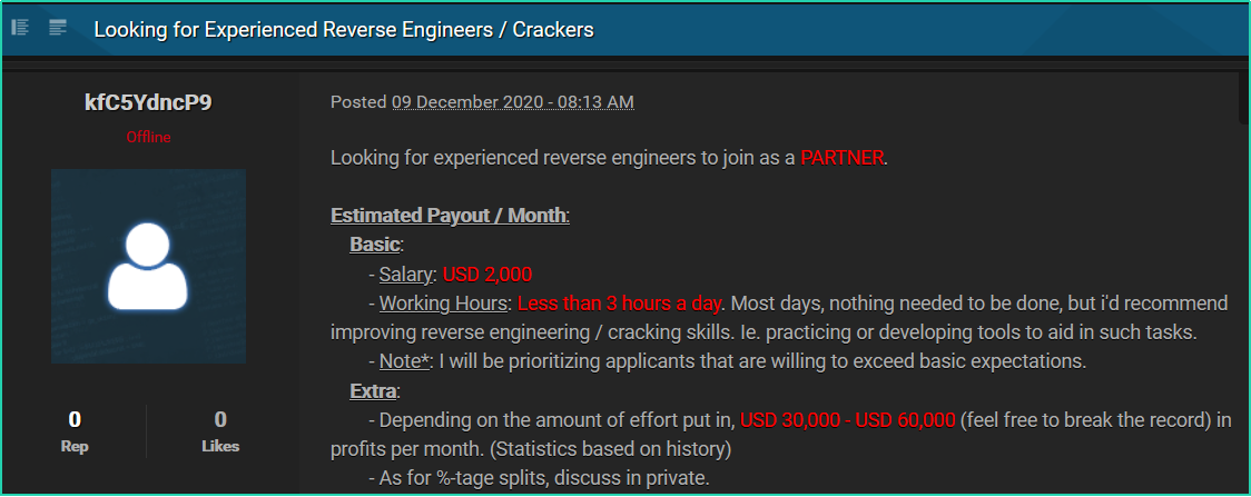Exemplu de anunț de angajare pentru un expert în inginerie inversă