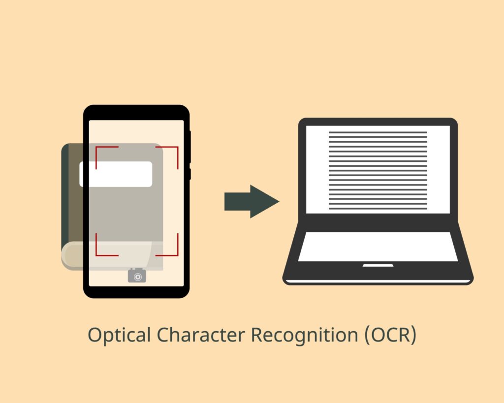 Optical Character Recognition (OCR) application from books vector
