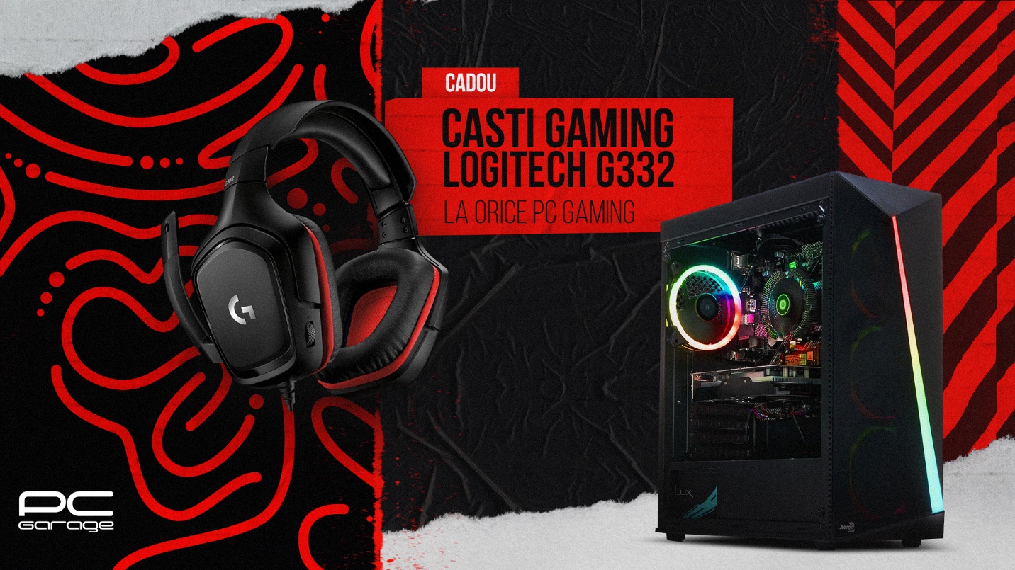 PC Garage oferă cadou o pereche de căști Logitech G332, la orice PC Gaming cumpărat