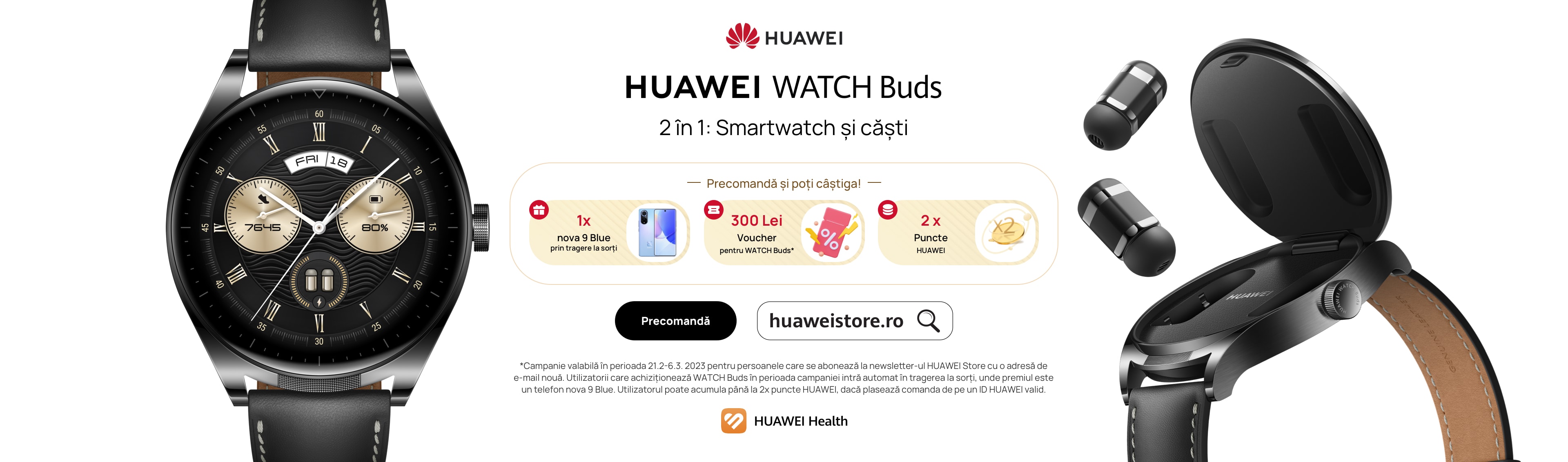 HUAWEI WATCH Buds – primul ceas inteligent proiectat cu căști