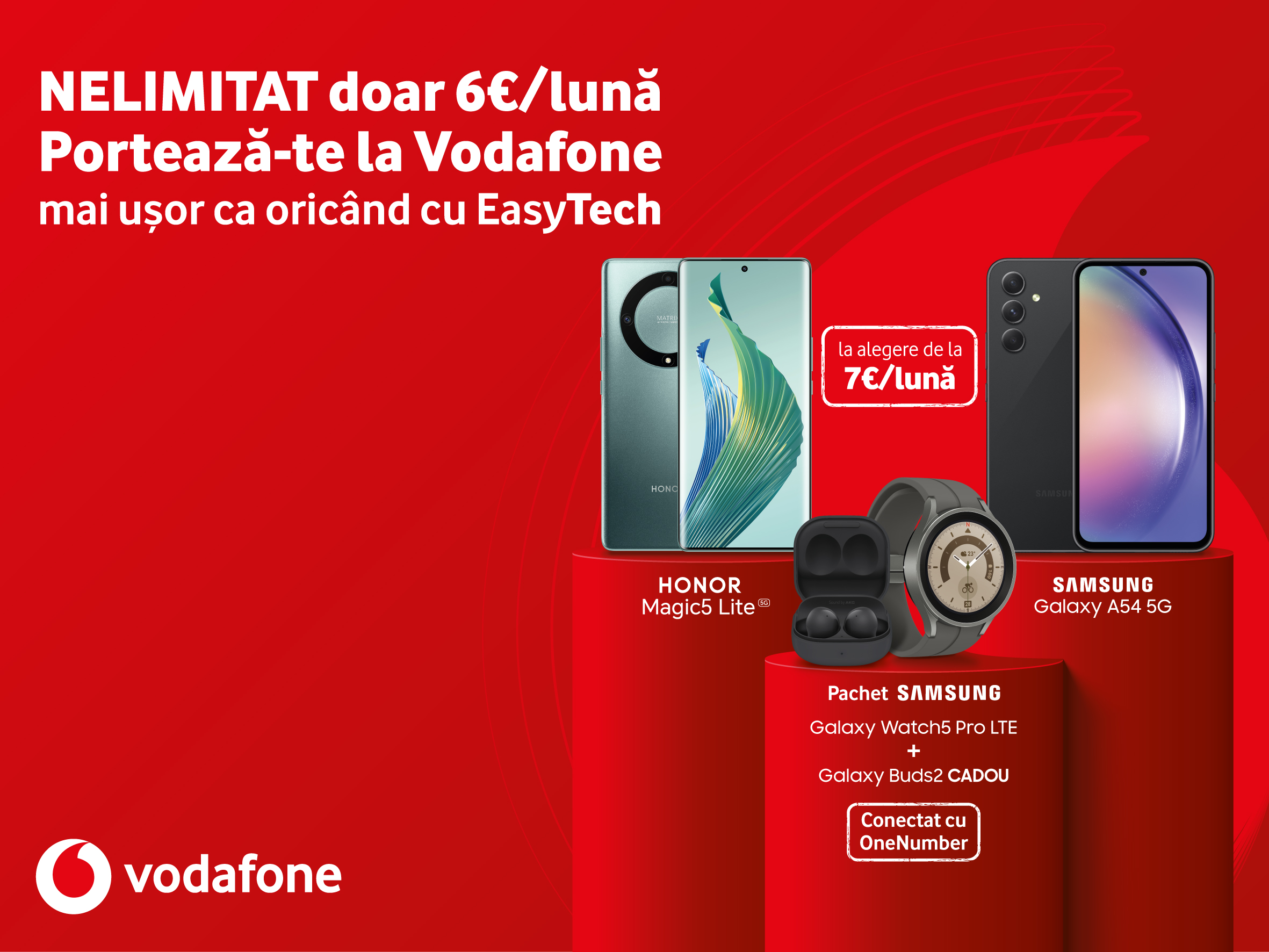 Portare EasyTech la Vodafone: nelimitat pe mobil cu 6 euro/lună și gadgeturi cu super reduceri, în 36 de rate, fără dobândă