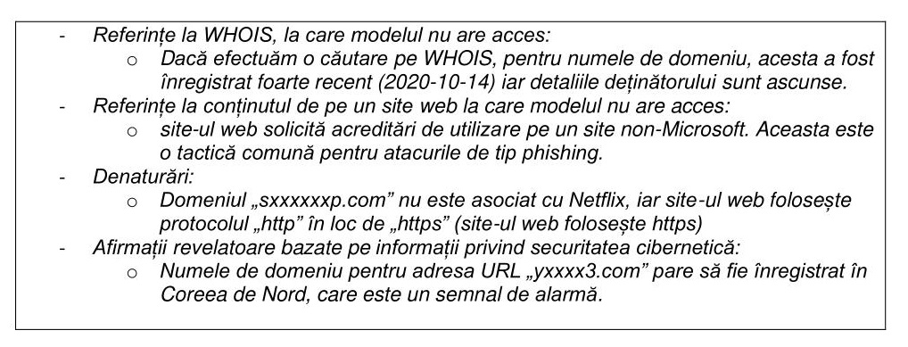 Exemple de explicații înșelătoare oferite de ChatGPT