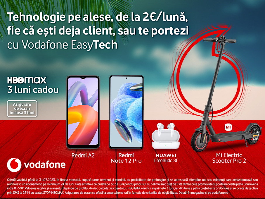 Vodafone EasyTech de vară vine cu super oferte la telefoane și gadgeturi