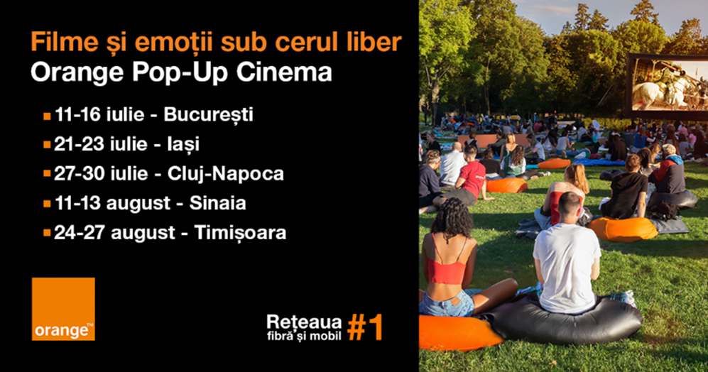 Caravana Orange Pop-Up Cinema repornește la drum spre 5 orașe din România. Toate încasările merg spre Fundația Orange