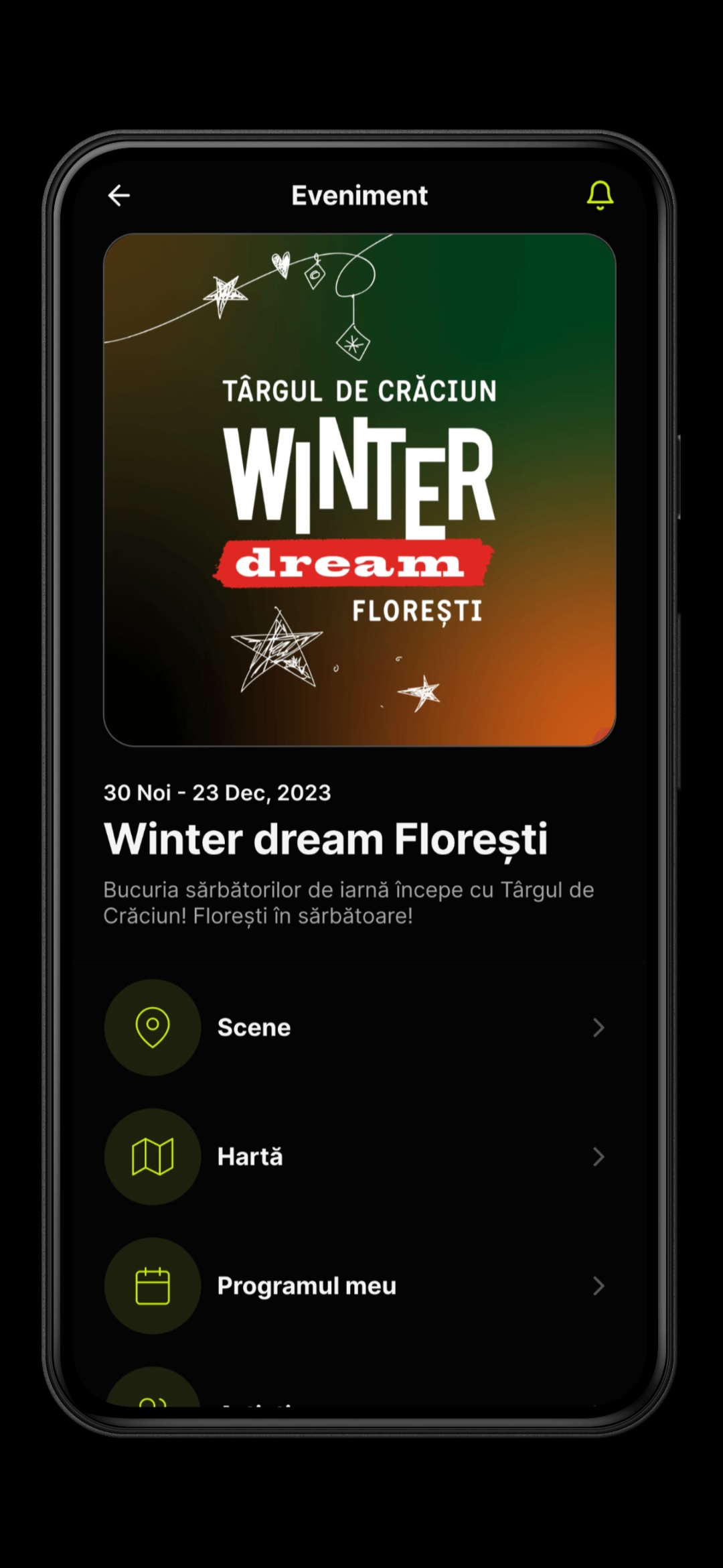 Târgul de Crăciun Winter Dream Florești este primul din România cu aplicație mobilă