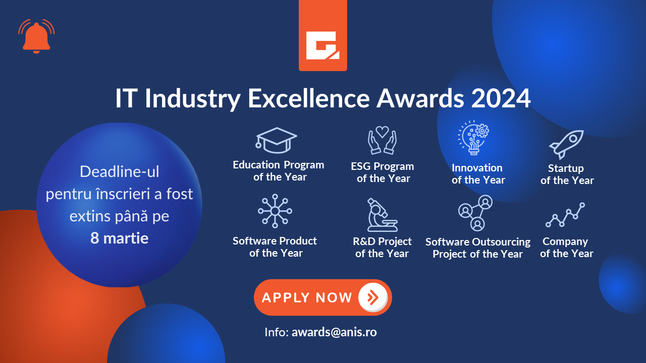 ANIS prelungește înscrierile la „Premiile de Excelență ale Industriei IT”, ediția 2024, până pe 8 martie