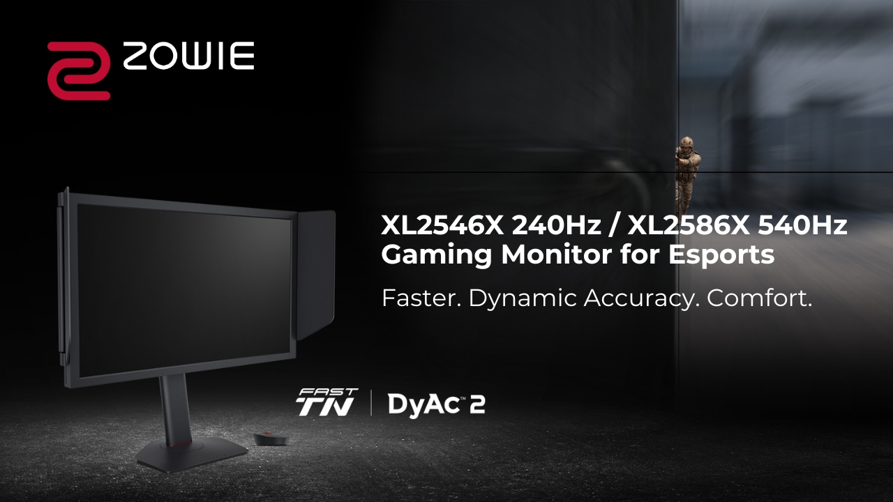 ZOWIE prezintă noile monitoare de gaming XL2546X și XL2586X cu Fast-TN și noua tehnologie DyAc™ 2
