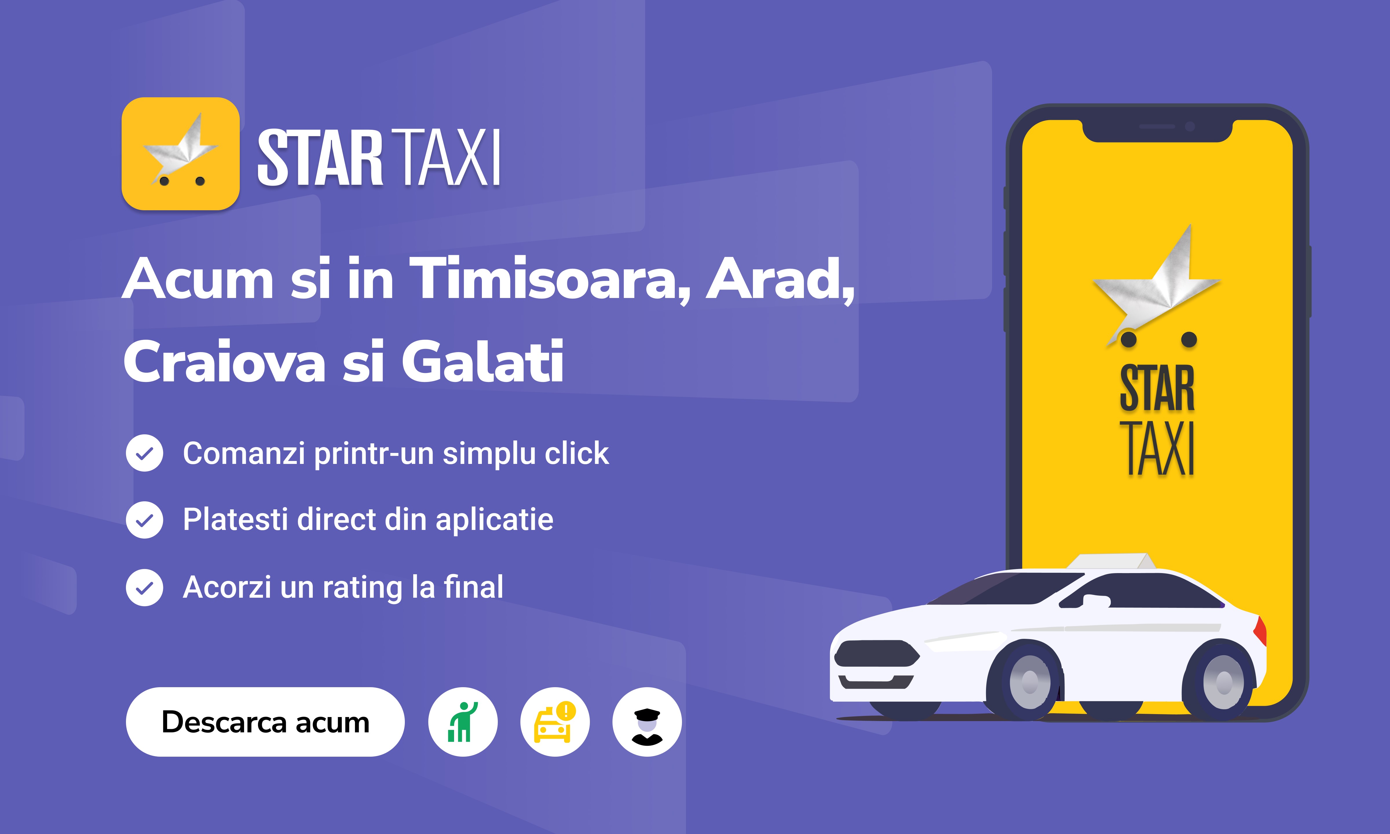 Star Taxi își extinde serviciile în 4 noi orașe din țara ajungând la peste 25 de orașe la nivel național