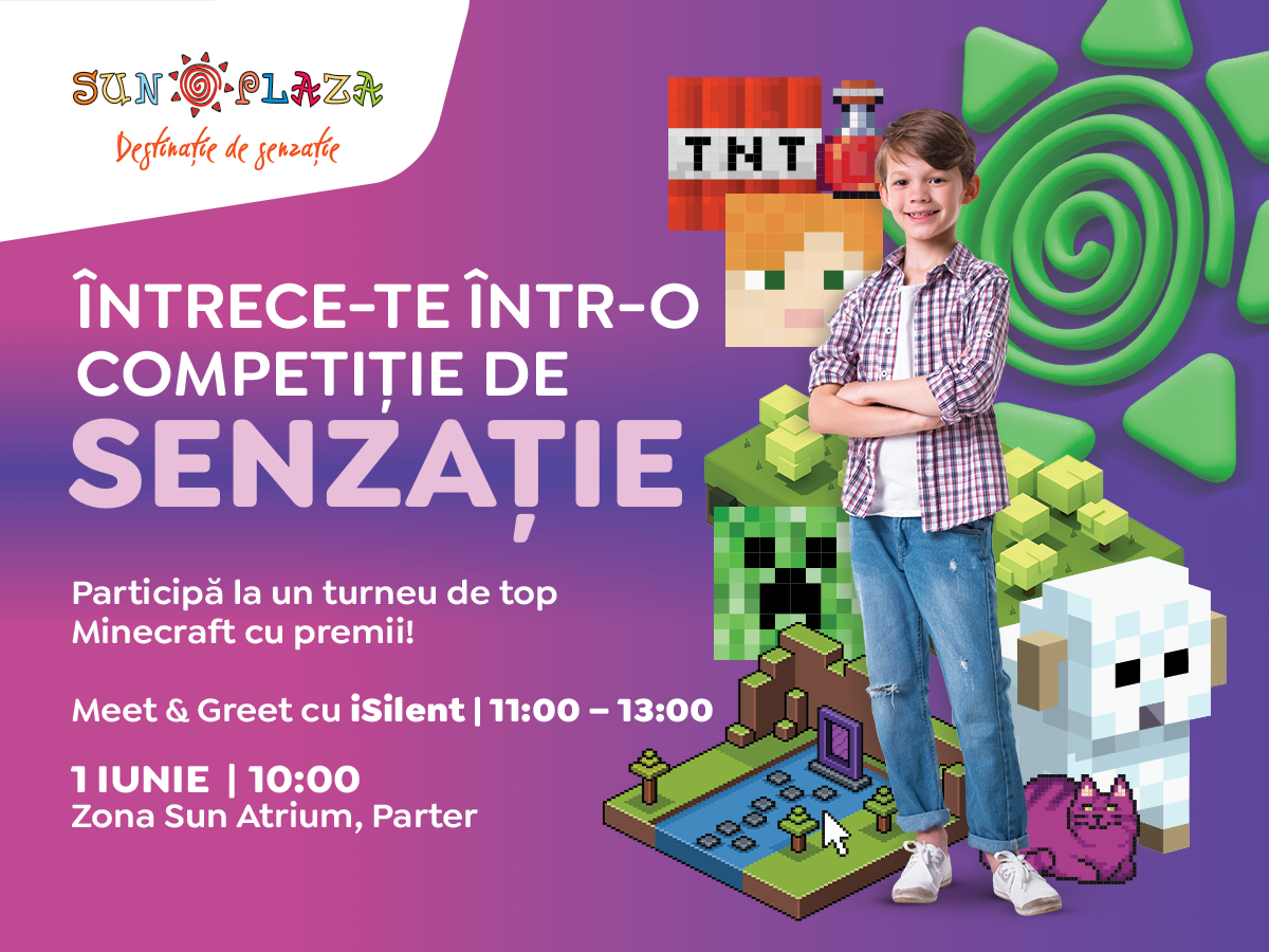 Sun Plaza găzduiește pe 1 iunie cea de-a doua ediție a Campionatului de Minecraft dedicat copiilor